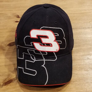 Vintage Dale Earnhardt Hat Shadow 3 Strap Back Black NASCAR Race 90s